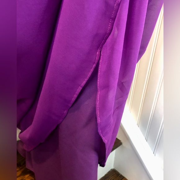RALPH LAUREN Violet Maxi Dress w Criss Cross Draping Sheer Sleeves & Straps NWT - Picture 5 of 12